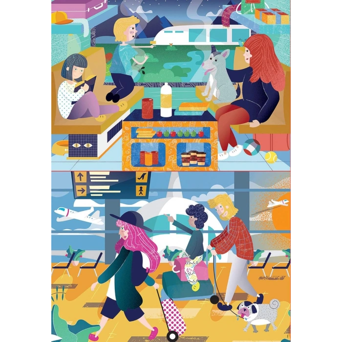 Educa Ahşap Puzzle 2X48 Havaalanı ve Tren 18604