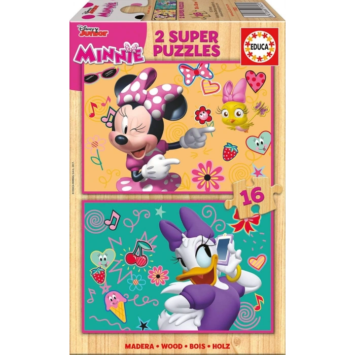 Educa Puzzle 2x16 Parça Minnie Happy Helpers Ahşap Puzzle 17623