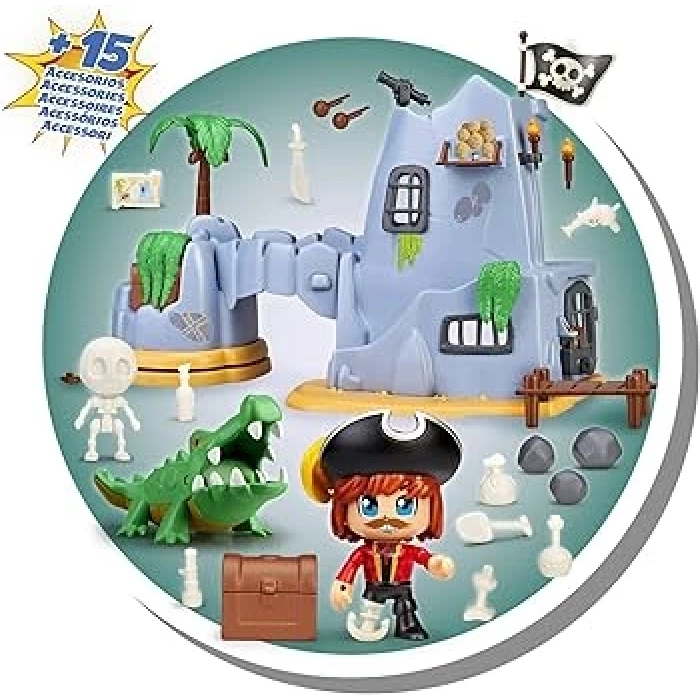 Feber Pinypon Macera- Kaptan Cayman Korsan Adası 2 Figürlü, 4 ile 8 Yaşında Çocuklar için (700015637)