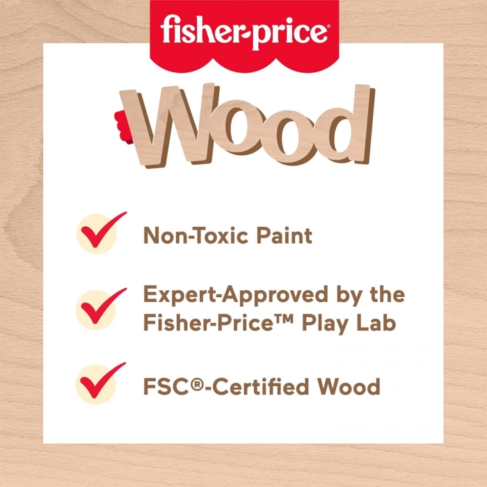 Fisher-Price Ahşap Mutfak Seti Okul öncesi çağdaki çocuklar için 19 parçalı Fisher-Price Ahşap Mutfak Seti HXT83