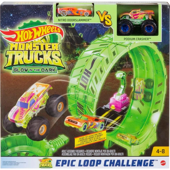 Hot Wheels Monster Trucks Karanlıkta Parlayan Çemberde Yarış Seti HBN02