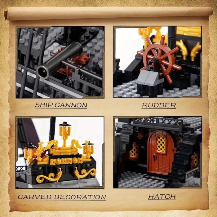 Korsan Gemisi Yapı Blokları Seti 1424 Parça Klasik Minyatür Model Kiti Yetişkinler İçin Mükemmel Hediye