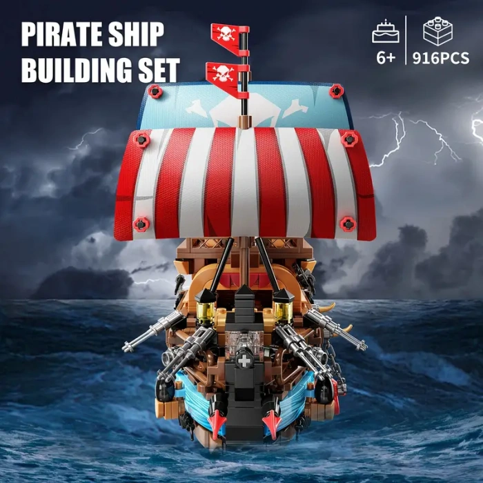 Işıklı Korsan Gemisi Yapı Blokları Seti 916 Parça 6 Yaş Karayip Korsanları Pırates Modeli Kit hediye oyuncak