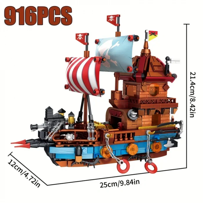 Işıklı Korsan Gemisi Yapı Blokları Seti 916 Parça 6 Yaş Karayip Korsanları Pırates Modeli Kit hediye oyuncak