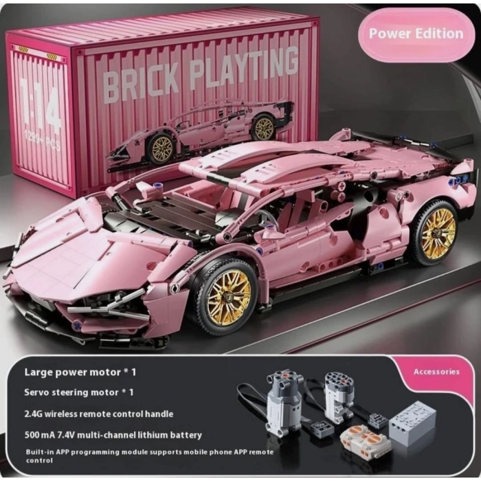 Lamborghini Sian 1:14 BUILDING BLOKS 1314 Parça Çift Motorlu Uzaktan Kumandalı Spor Araba Yapı Blokları Gençler & Yetişkinler İçin Mükemmel Hediye