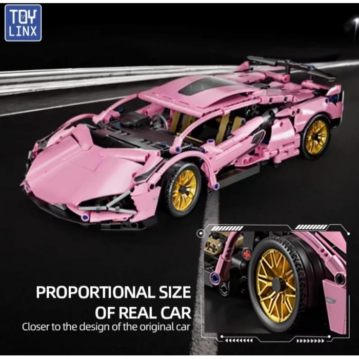 Lamborghini Sian 1:14 BUILDING BLOKS 1314 Parça Çift Motorlu Uzaktan Kumandalı Spor Araba Yapı Blokları Gençler & Yetişkinler İçin Mükemmel Hediye