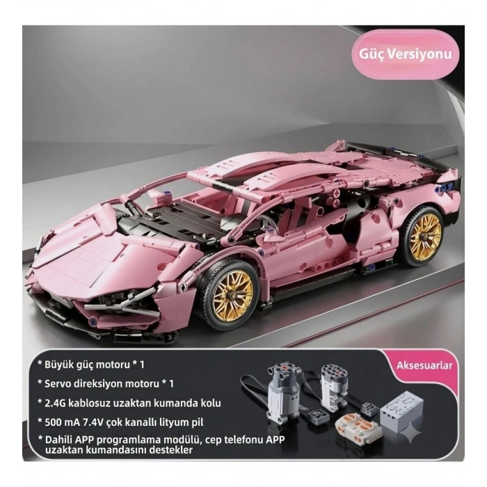 Lamborghini Sian 1:14 BUILDING BLOKS 1314 Parça Çift Motorlu Uzaktan Kumandalı Spor Araba Yapı Blokları Gençler & Yetişkinler İçin Mükemmel Hediye