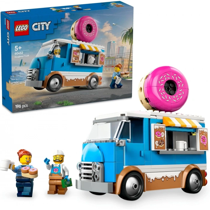 LEGO City Donut Kamyonu 60452-5 Yaş ve Üzeri Çocuklar için Yaratıcı Oyuncak Yapım Seti, Doğum Günü Hediyesi (196 Parça)