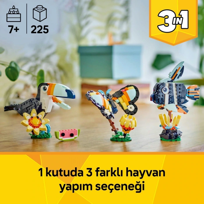 LEGO Creator 3ü 1 Arada Vahşi Hayvanlar Tropikal Tukan Kuşu 31173