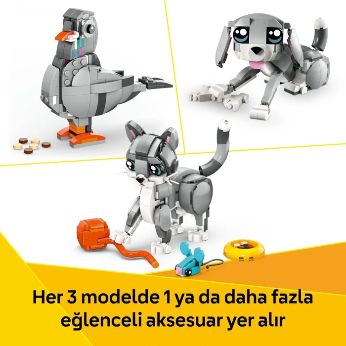 LEGO Creator 3’ü 1 Arada Oyunbaz Kedi 31163-8 Yaş ve Üzeri Çocuklar için Köpek veya Güvercin Figürüne Dönüşebilen Oyuncak Yapım Seti, Doğum Günü Hediyesi (407 Parça)