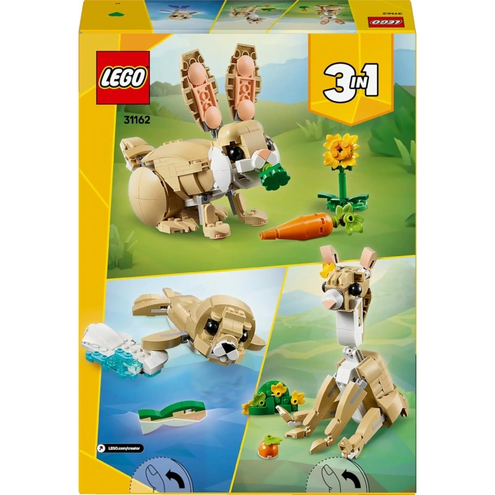 LEGO Creator 3’ü 1 Arada Sevimli Tavşan 31162-8 Yaş ve Üzeri Çocuklar için Lama ve Fok Figürüne Dönüşebilen Yaratıcı Oyuncak Yapım Seti, Doğum Günü Hediyesi (326 Parça)