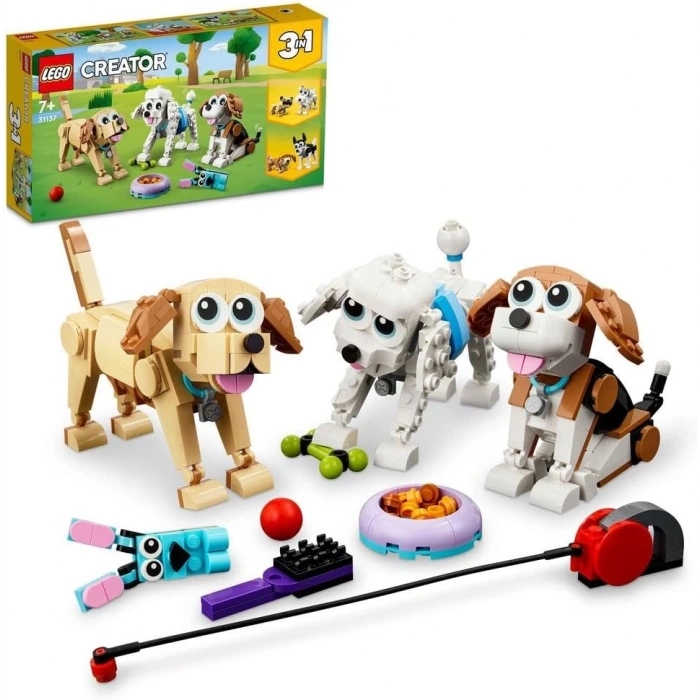 LEGO Creator Sevimli Köpekler 31137-7 Yaş ve Üzeri Çocuklar İçin Beagle, Poodle ve Labrador Modelleri İçeren Yaratıcı Oyuncak Yapım Seti (475 Parça)