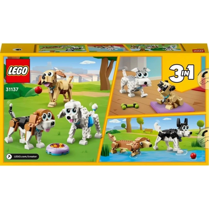 LEGO Creator Sevimli Köpekler 31137-7 Yaş ve Üzeri Çocuklar İçin Beagle, Poodle ve Labrador Modelleri İçeren Yaratıcı Oyuncak Yapım Seti (475 Parça)