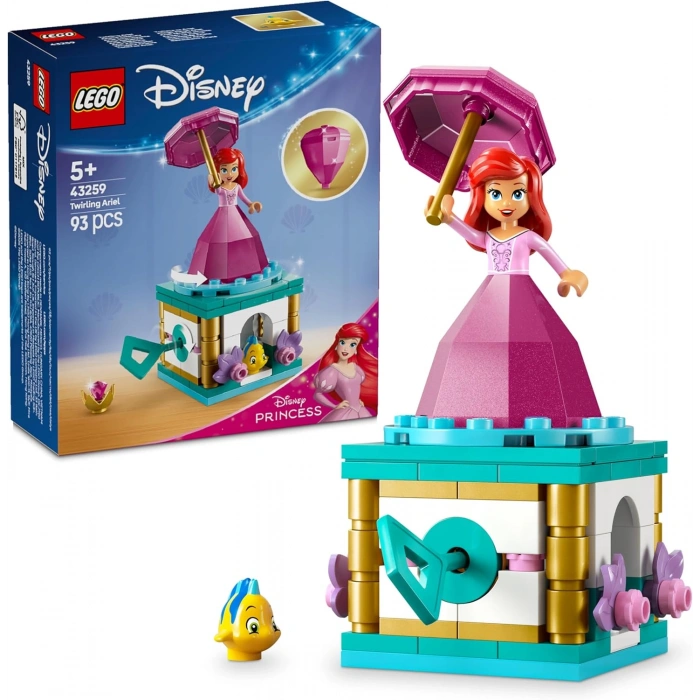 LEGO Disney Princess Dönen Ariel 43259-5 Yaş ve Üzeri Prenses Seven Çocuklar için Mini Bebek Figürü İçeren Yaratıcı Oyuncak Yapım Seti, Doğum Günü Hediyesi (93 Parça)