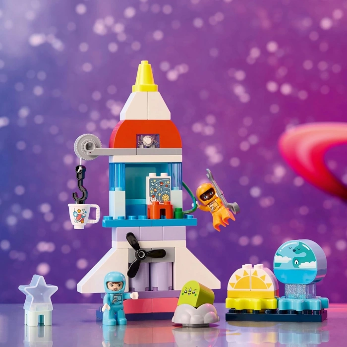LEGO DUPLO 3’ü 1 Arada Uzay Mekiği Macerası 10422-3 Yaş ve Üzeri Çocuklar için Astronot Minifigürü İçeren Eğitici Oyuncak Yapım Seti, Doğum Günü Hediyesi Fikri (58 Parça)