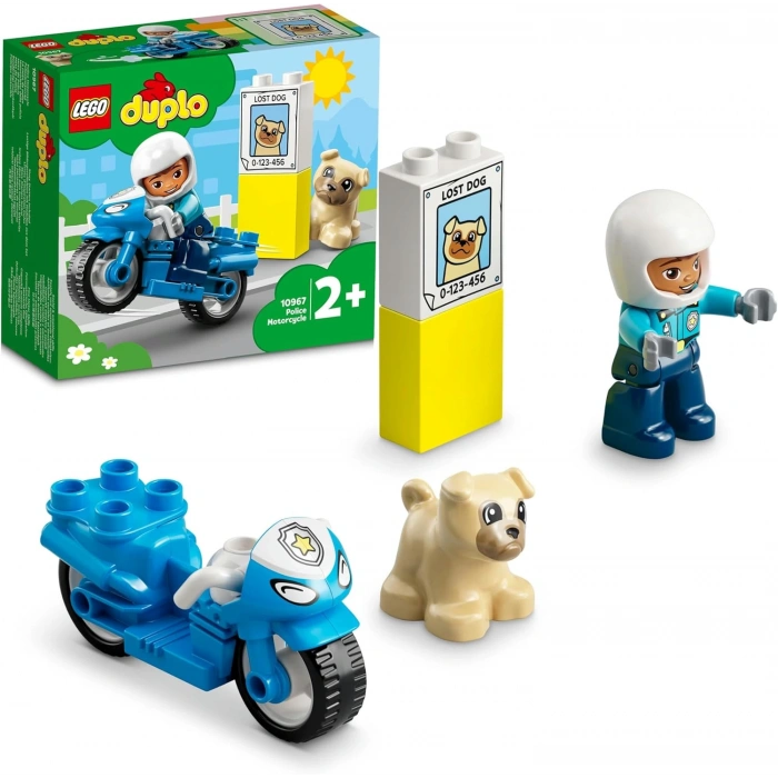 LEGO® DUPLO® Kurtarma Polis Motosikleti 10967-2 Yaş ve Üzeri Çocuklar için Polis Motosikleti İçeren Oyuncak Yapım Seti (5 Parça)