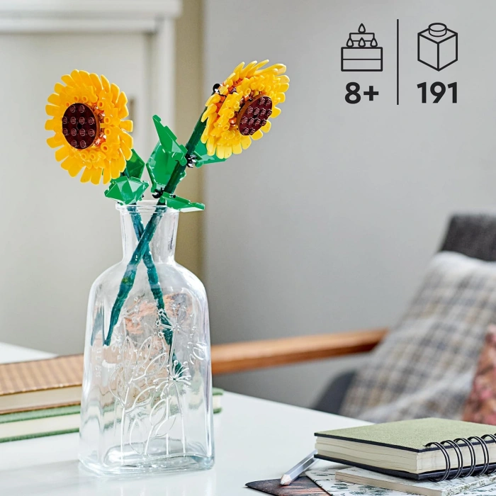 LEGO Iconic Ayçiçeği 40524 - Dekoratif, Koleksiyonluk ve Sergilenebilir Çiçek Modeli Yapım Seti (191 Parça)