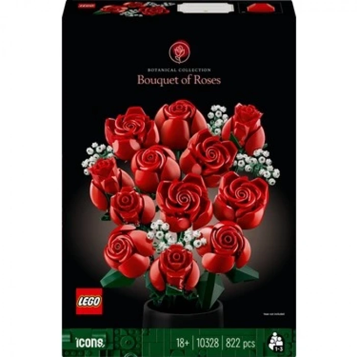 LEGO Icons Gul Buketi 10328 - Yetişkinler için Dekoratif, Koleksiyonluk ve Sergilenebilir Yaratıcı Çiçek Model Yapım Seti (822 Parça)