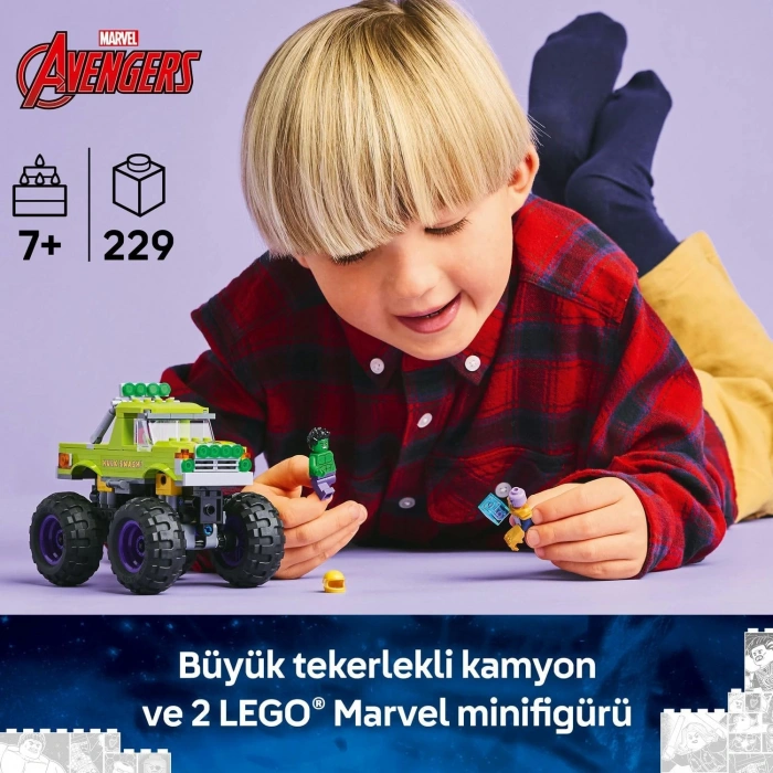 LEGO Marvel Hulk Kamyonu, Thanosa Karşı 76312-7 Yaş ve Üzeri Çocuklar için Süper Kahraman İçeren Yaratıcı Oyuncak Yapım Seti (229 Parça)
