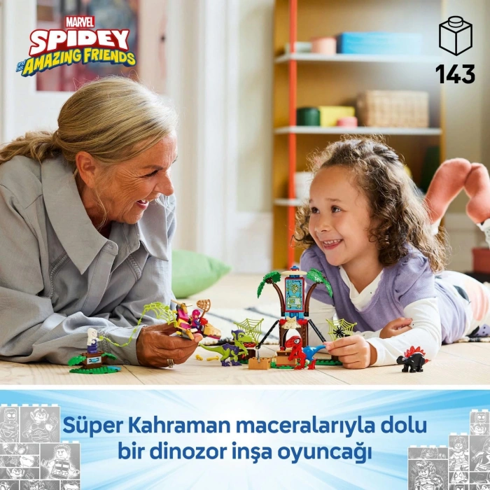 LEGO Marvel Spidey ve İnanılmaz Arkadaşları Ağaç Ev Karargahında Spidey ve Gobbynin Raptor Savaşı 11200-4 Yaş ve Üzeri Erkek ve Kız Çocuklar için Yaratıcı Oyuncak Yapım Seti (143 Parça)