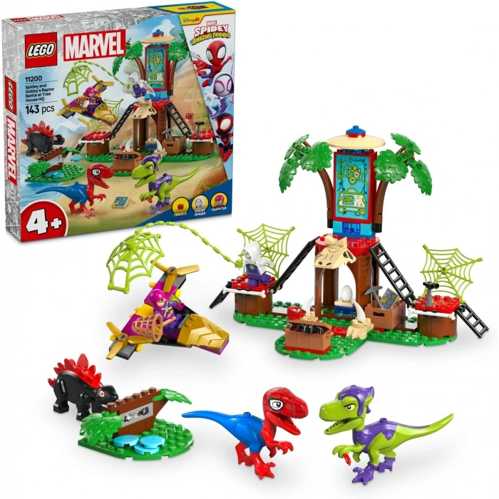 LEGO Marvel Spidey ve İnanılmaz Arkadaşları Ağaç Ev Karargahında Spidey ve Gobbynin Raptor Savaşı 11200-4 Yaş ve Üzeri Erkek ve Kız Çocuklar için Yaratıcı Oyuncak Yapım Seti (143 Parça)