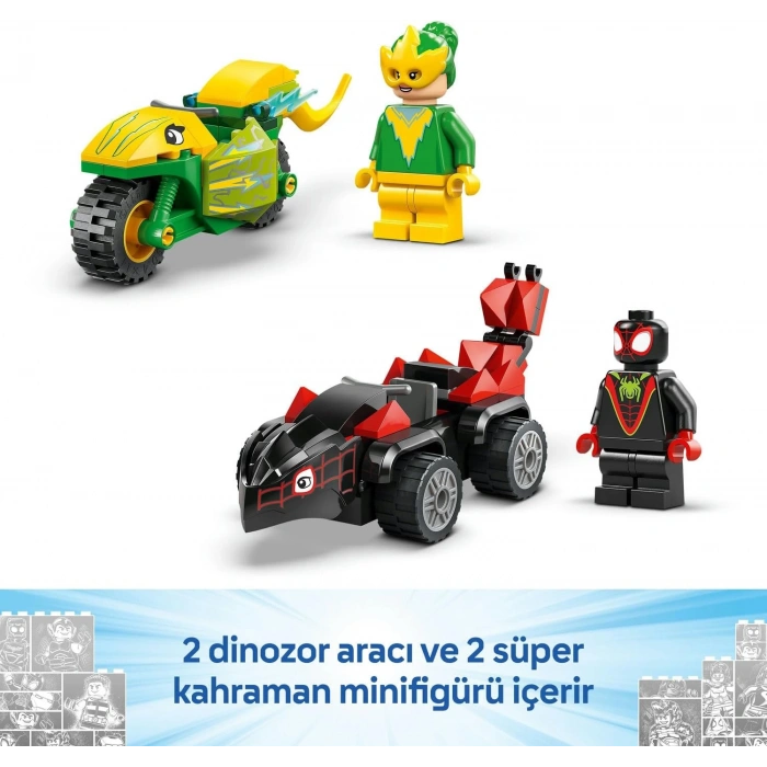 LEGO Marvel Spidey ve İnanılmaz Arkadaşları Spin ve Electro Dinozor Aracı Takibi 11198-4 Yaş ve Üzeri Erkek ve Kız Çocuklar için Yaratıcı Oyuncak Yapım Seti (124 Parça)