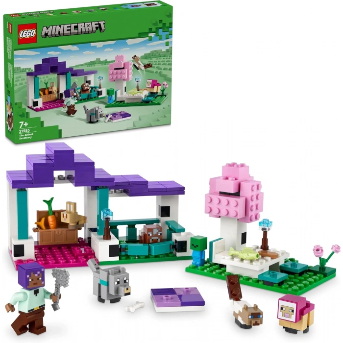 LEGO Minecraft Hayvan Barınağı 21253-7 Yaş ve Üzeri Macera Oyunları Seven Çocuklar İçin 6 Adet Minecraft Hayvan Figürü içeren Yaratıcı Oyuncak Yapım Seti (206 Parça)