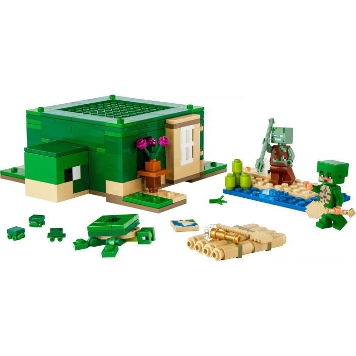 LEGO Minecraft Kaplumbağa Plaj Evi 21254-7 Yaş ve Üzeri Macera Oyunları Seven Çocuklar İçin 3 adet LEGO Minecraft Minifigürü içeren Yaratıcı Oyuncak Yapım Seti, Doğum Günü Hediyesi Fikri (234 Parça)