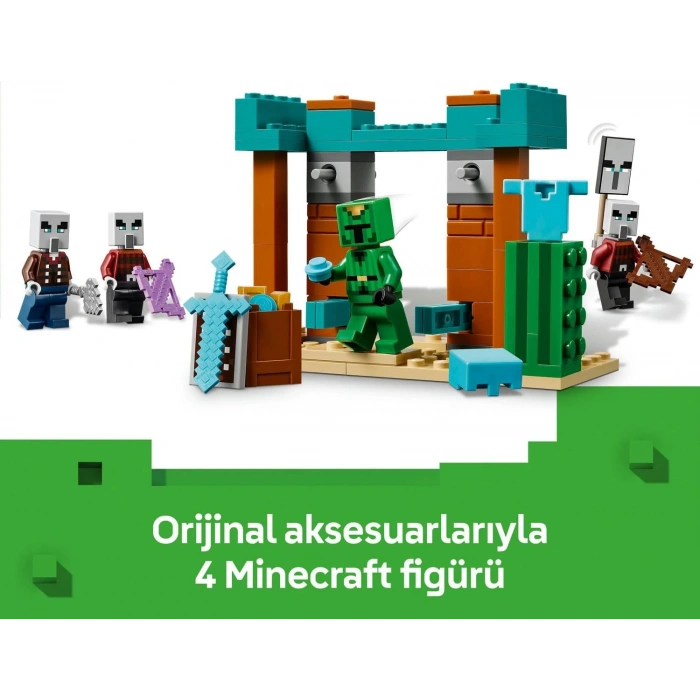 LEGO Minecraft Serseri Köylü Çöl Devriyesi 21267 – 7 Yaş ve Üzeri Kız ve Erkek Çocuklar için Pillager, Vindicatör ve Kaktüs Şövalyesi İçeren Oyuncak Yapım Seti, Rol Yapma Oyunu Doğum Günü Hediyesi