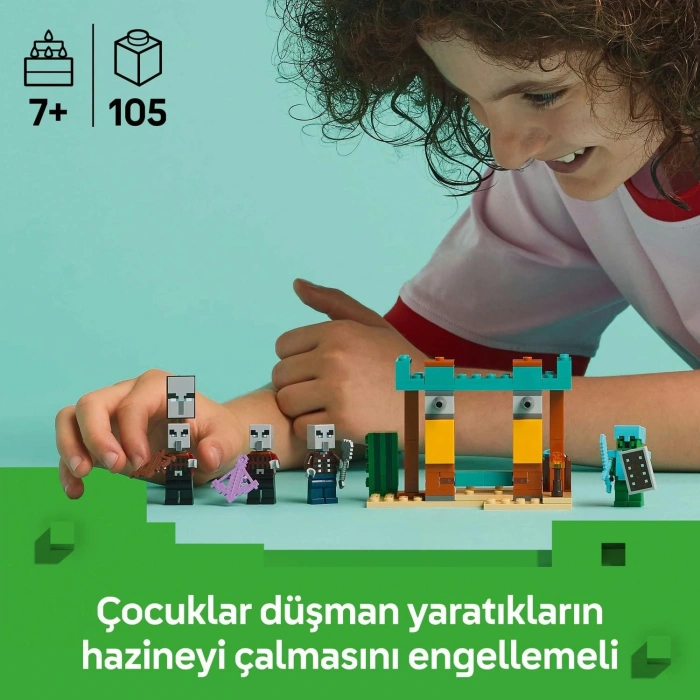 LEGO Minecraft Serseri Köylü Çöl Devriyesi 21267 – 7 Yaş ve Üzeri Kız ve Erkek Çocuklar için Pillager, Vindicatör ve Kaktüs Şövalyesi İçeren Oyuncak Yapım Seti, Rol Yapma Oyunu Doğum Günü Hediyesi