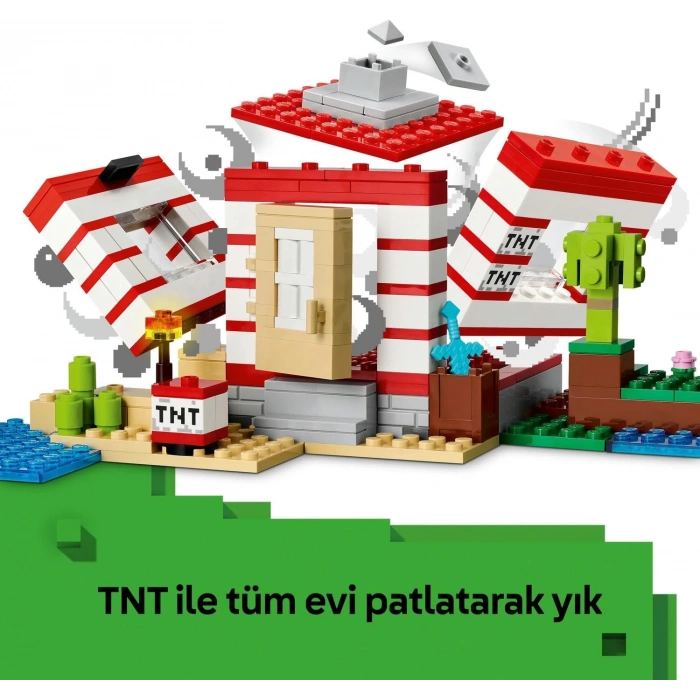 LEGO Minecraft TNT Büyük Orman Evi 21275-8 Yaş ve Üzeri Minecraft Hayranı Çocuklar için Video Oyunu Temalı, Koleksiyonluk Yaratıcı Oyuncak Yapım Seti, Doğum Günü Hediyesi Fikri (287 Parça)