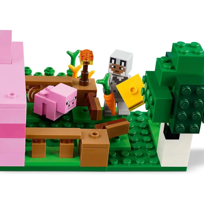 LEGO Minecraft Yavru Domuz Evi 21268 – 7 Yaş ve Üzeri Çocuklar için Kahraman Figürü, Yaratıklar ve Orman Biyomu İçeren Çiftlik Hayvanı Yapım Seti, Erkek ve Kız Çocukları için Hediye Fikri (238 Parça)