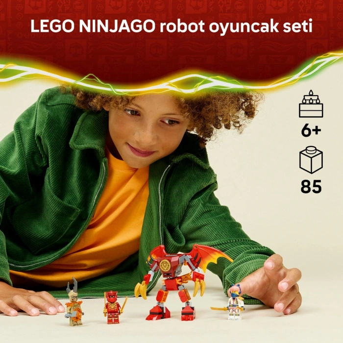 LEGO NINJAGO Kai’nin Ejderha Robotu Savaş Paketi 71851-6 Yaş ve Üzeri Çocuklar için Oyuncak Yapım Seti, Hediye Fikri (85 Parça)