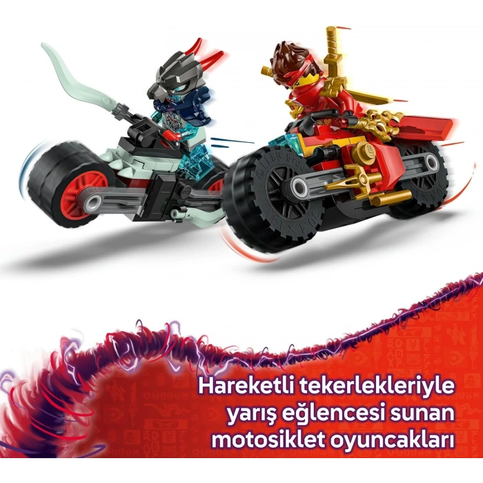 LEGO NINJAGO Kai’nin Motosiklet Hız Yarışı 71838-6 Yaş Üzeri Kız ve Erkek Çocuklar için Kainin Yarış Motosikleti ile İfrit Motosikleti ve 2 Minifigür İçeren Yaratıcı Oyuncak Yapım Seti (79 Parça)