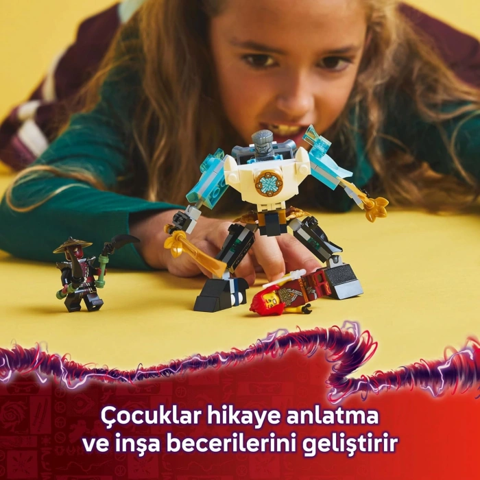 LEGO NINJAGO Zane’in Savaş Zırhı Mech’i 71827-6 Yaş ve Üzeri Çocuklar için 3 Minifigürlü Yaratıcı Oyuncak Yapım Seti, Doğum Günü Hediyesi (92 Parça)