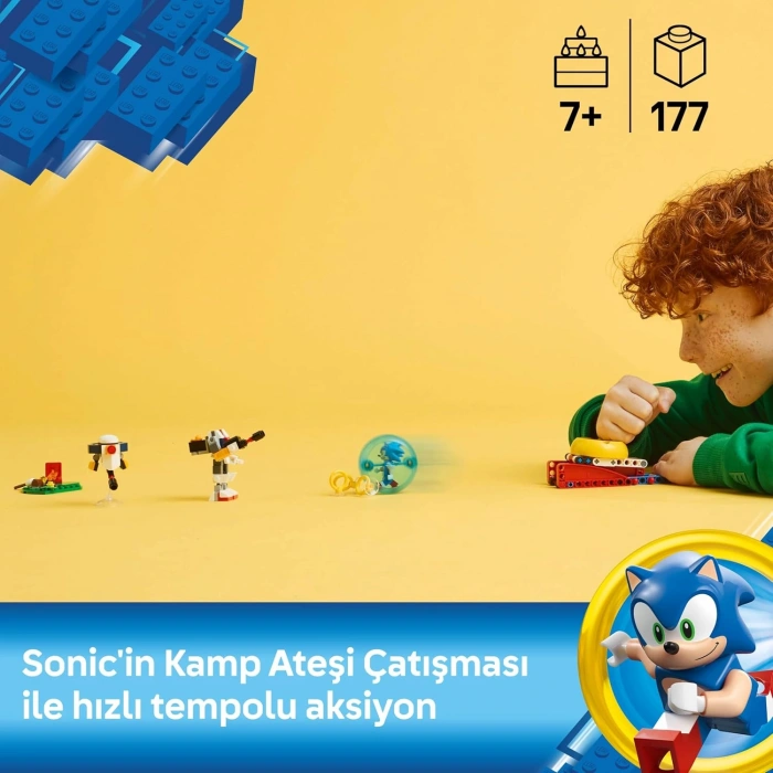 LEGO Sonic The Hedgehog: Sonic’in Kamp Ateşi Çarpışması 77001, 7 Yaş Oyuncak Yapım Seti ,177 Parça
