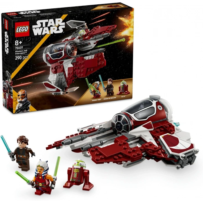 LEGO Star Wars: Klon Savaşları Ahsoka’nın Jedi Interceptor’ı 75401-8 Yaş ve Üzeri Kız ve Erkek Çocuklar için Yaratıcı Oyuncak Yapım Seti, Doğum Günü Hediyesi (290 Parça)