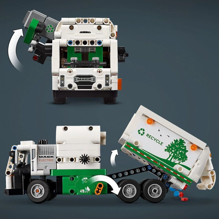 LEGO Technic Mack® LR Electric Çöp Kamyonu 42167-8 Yaş ve Üzeri Çocuklar için Geri Dönüşüm Temalı Koleksiyonluk Yaratıcı Oyuncak Model Yapım Seti (503 Parça)