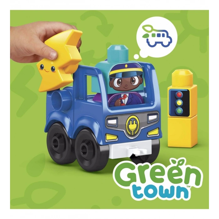 Mega Bloks Doğa Dostu Otobüs Seti, yürüme çağındaki çocuklar için yapı oyuncakları HDX90