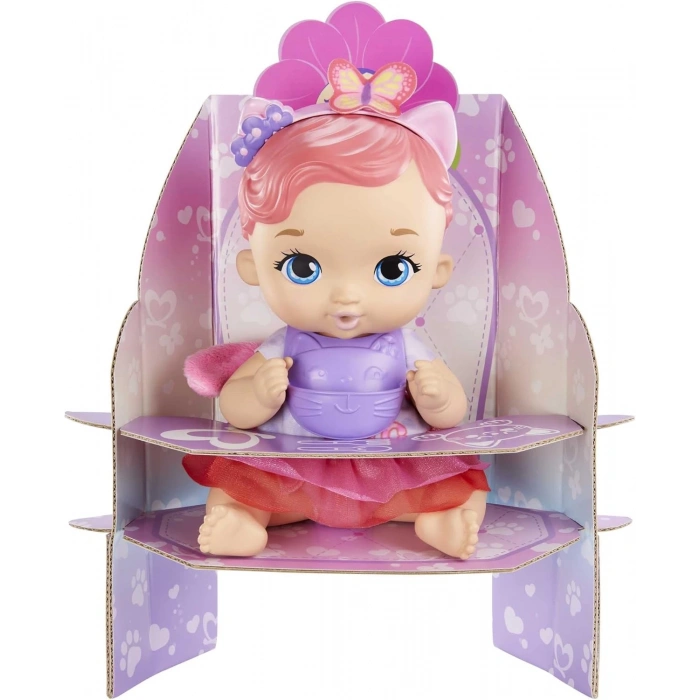 My Garden Baby Yavru Kedi Bebeğimin Bakım Zamanı - Pembe Saçlı Bebek (30 cm),bebek bezi, önlüğü, biberonu ve aksesuarlarıyla, 3 yaş ve üzeri HHL21