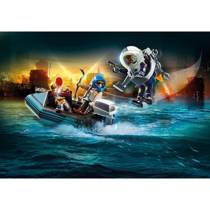 Playmobil 70782 Şehir Aksiyonu Polis Uçma Sırt Çantası ve Bot, eğlenceli yaratıcı rol yapma, oyun seti, 4 yaşındaki ve daha büyük çocuklar için uygundur