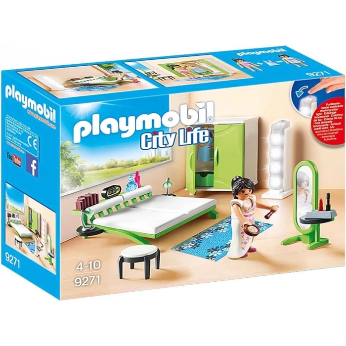 Playmobil 9271 City Life Çalışan Lambalı Yatak Odası, eğlenceli ve yaratıcı rol yapma, 4 yaş ve üzeri çocuklar için uygundur