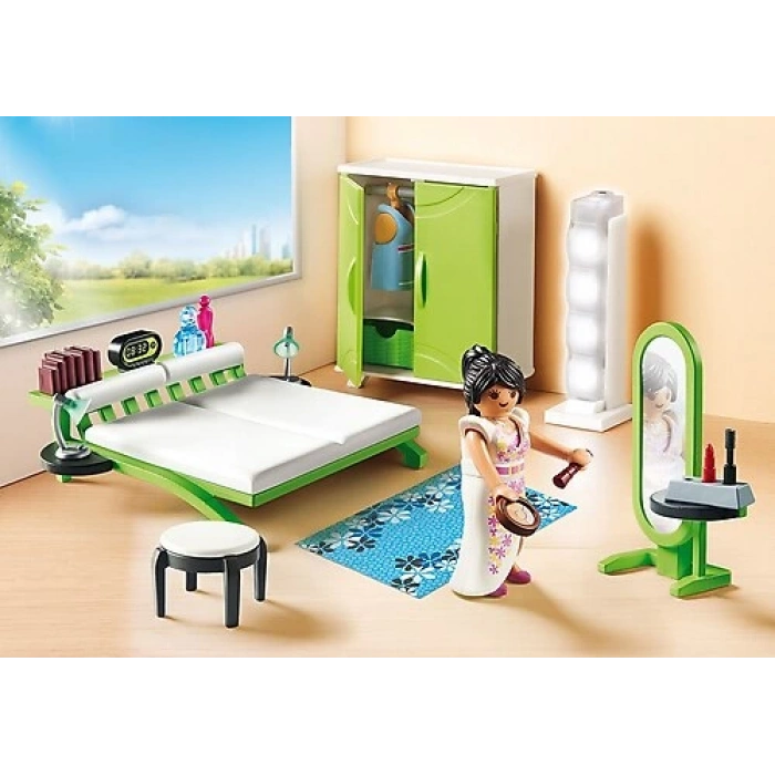 Playmobil 9271 City Life Çalışan Lambalı Yatak Odası, eğlenceli ve yaratıcı rol yapma, 4 yaş ve üzeri çocuklar için uygundur