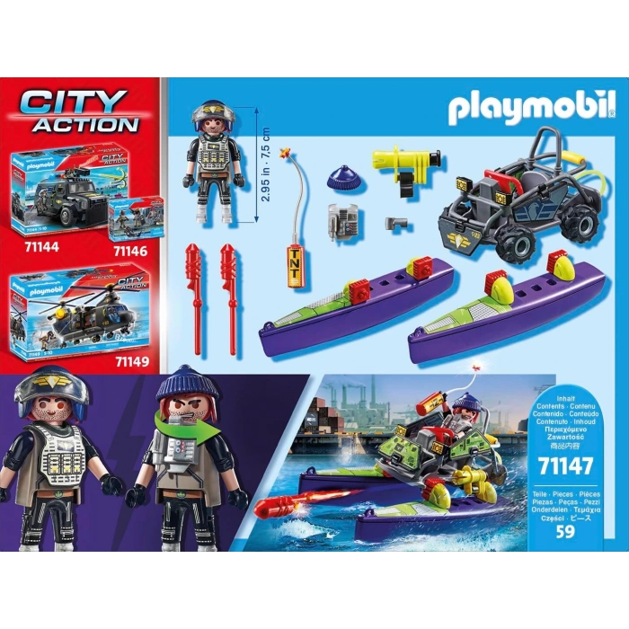 Playmobil City Action 71147 Dönüştürülebilir Sürat Teknesi, 5 Yaş ve Üzeri Çocuklar İçin Oyuncak
