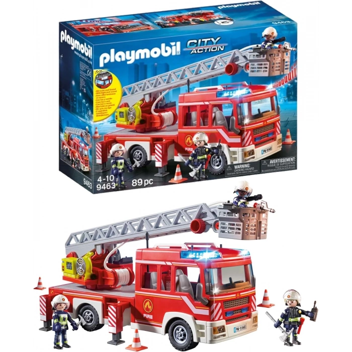 PLAYMOBIL City Action 9463 ışıklı ve sesli, merdivenli itfaiye aracı, 5 yaşından itibaren
