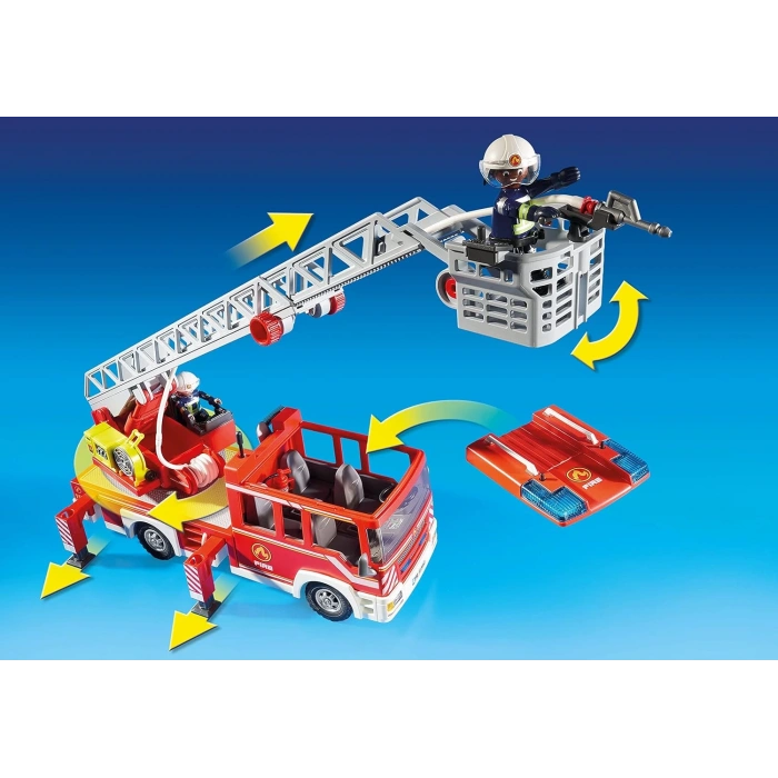 PLAYMOBIL City Action 9463 ışıklı ve sesli, merdivenli itfaiye aracı, 5 yaşından itibaren