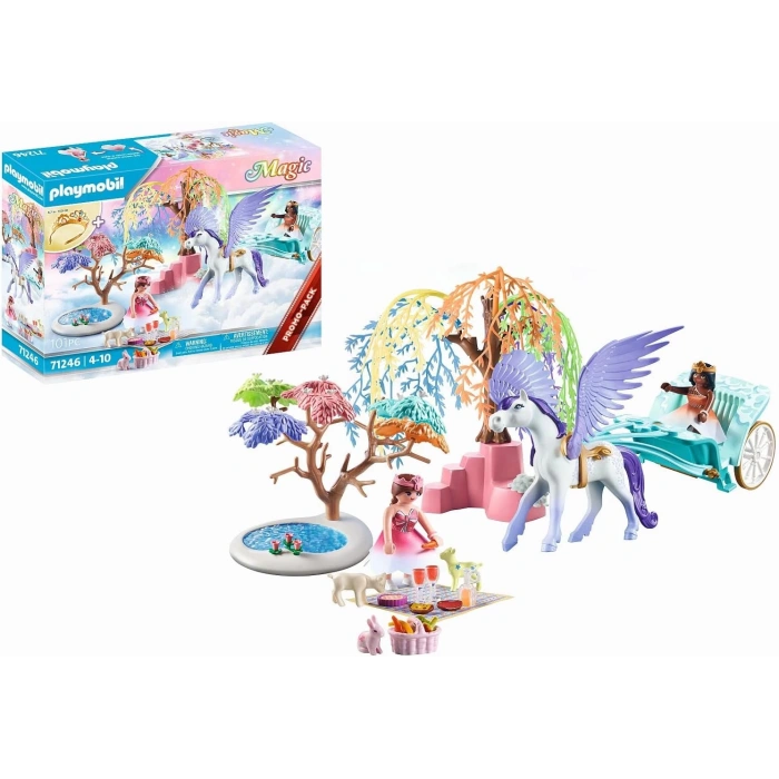 Playmobil Magic 71246 Pegasus Arabası ile Piknik, Büyük Çocuk Taçlı, 4 Yaşından Büyük Çocuklar İçin Oyuncak