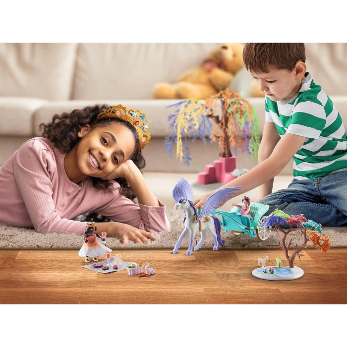 Playmobil Magic 71246 Pegasus Arabası ile Piknik, Büyük Çocuk Taçlı, 4 Yaşından Büyük Çocuklar İçin Oyuncak