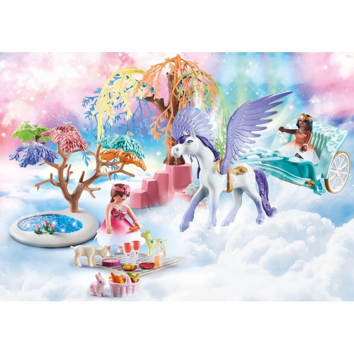 Playmobil Magic 71246 Pegasus Arabası ile Piknik, Büyük Çocuk Taçlı, 4 Yaşından Büyük Çocuklar İçin Oyuncak
