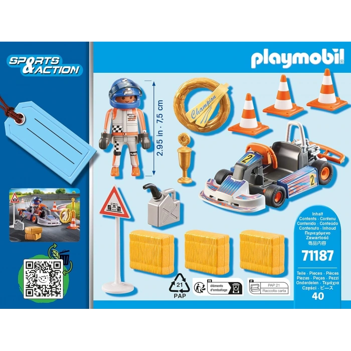 PLAYMOBIL Sports&Action 71187 yarış arabası, zafer çelengi ve daha birçok aksesuar parçası ile, 4 yaşından itibaren